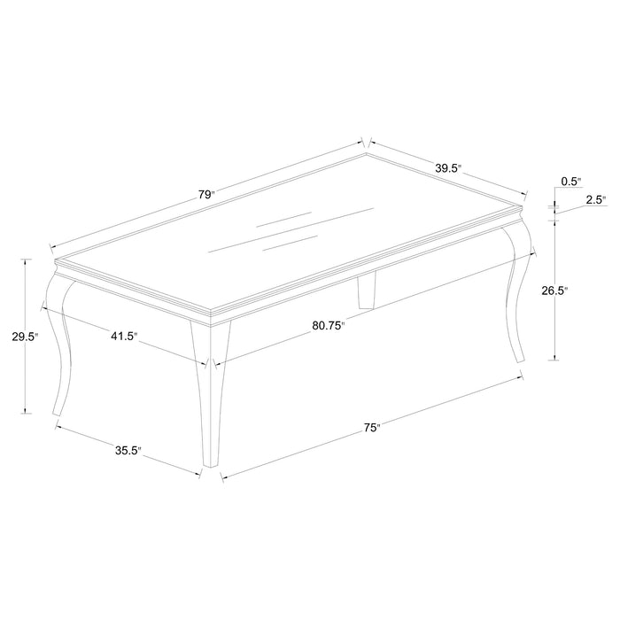 Coaster Carone Rectangular Glass Top Dining Table White and Chrome Default Title