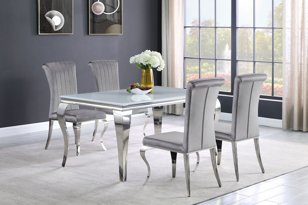 Coaster Carone 61" Rectangular Dining Set Black and Chrome Grey