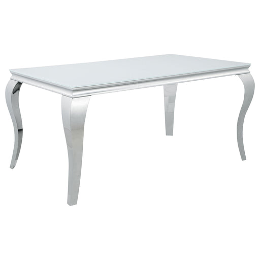 Coaster Carone Rectangular Glass Top Dining Table White and Chrome Default Title