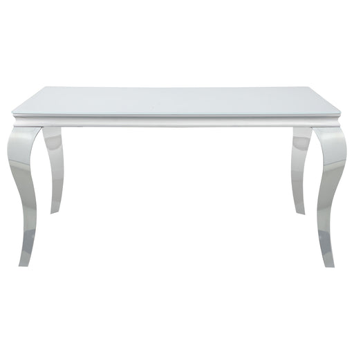 Coaster Carone Rectangular Glass Top Dining Table White and Chrome Default Title