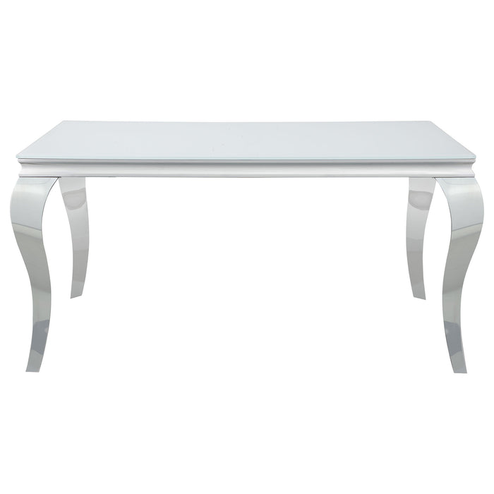 Coaster Carone Rectangular Glass Top Dining Table White and Chrome Default Title