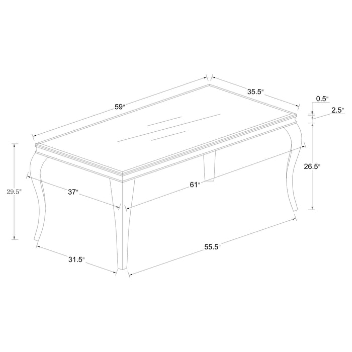 Coaster Carone Rectangular Glass Top Dining Table White and Chrome Default Title