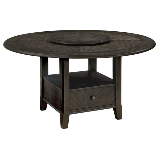 Coaster Twyla Round Dining Table with Removable Lazy Susan Dark Cocoa Default Title