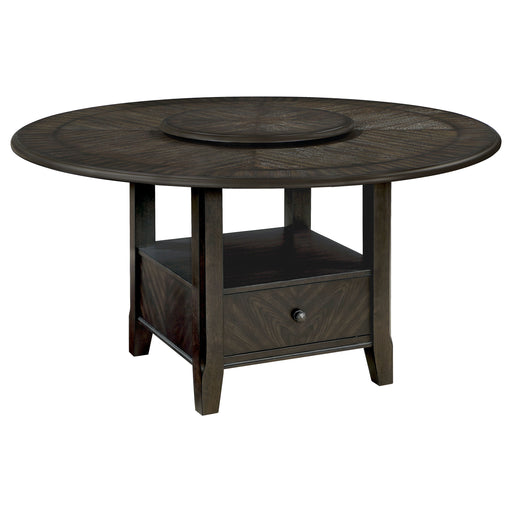 Twyla Round 60-inch Dining Table with Lazy Susan Dark Cocoa