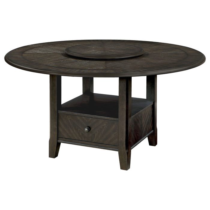 Coaster Twyla Round Dining Table with Removable Lazy Susan Dark Cocoa Default Title