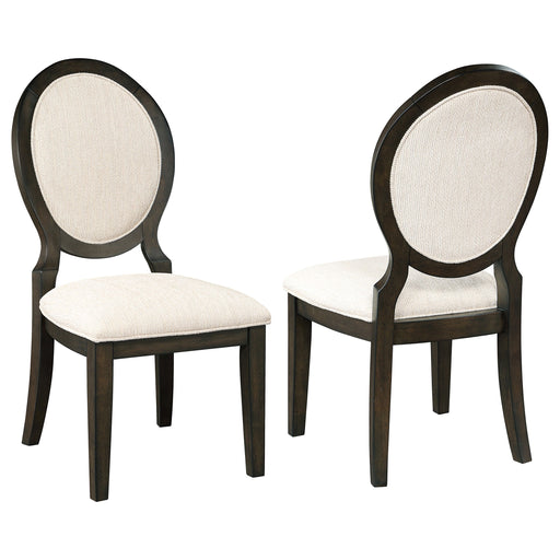 Coaster Twyla Upholstered Oval Back Dining Side Chairs Cream and Dark Cocoa (Set of 2) Default Title