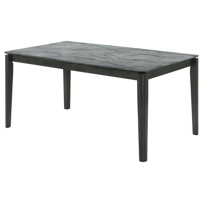 Coaster Stevie Rectangular Faux Marble Top Dining Table Grey and Black Default Title