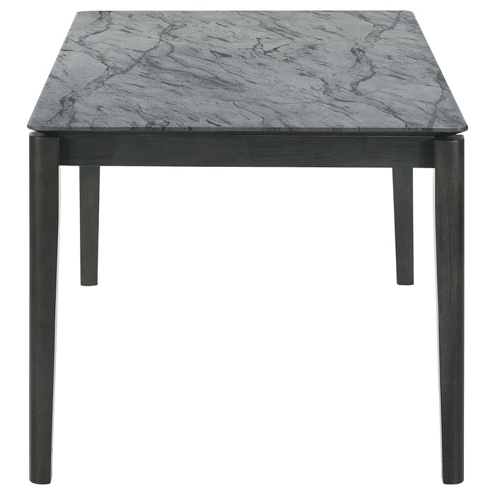 Coaster Stevie Rectangular Faux Marble Top Dining Table Grey and Black Default Title