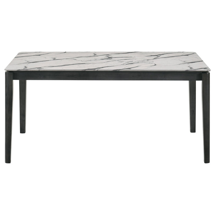 Coaster Stevie Rectangular Faux Marble Top Dining Table White and Black Default Title