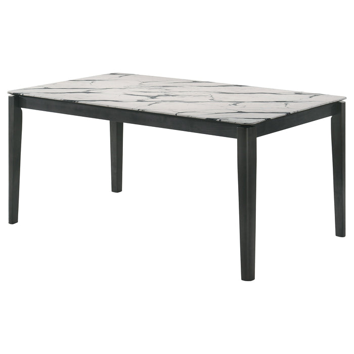 Coaster Stevie Rectangular Faux Marble Top Dining Table White and Black Default Title