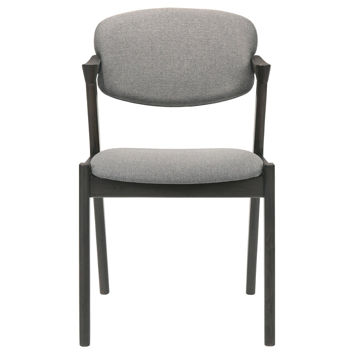 Coaster Stevie Upholstered Demi Arm Dining Side Chairs Brown Grey and Black (Set of 2) Default Title