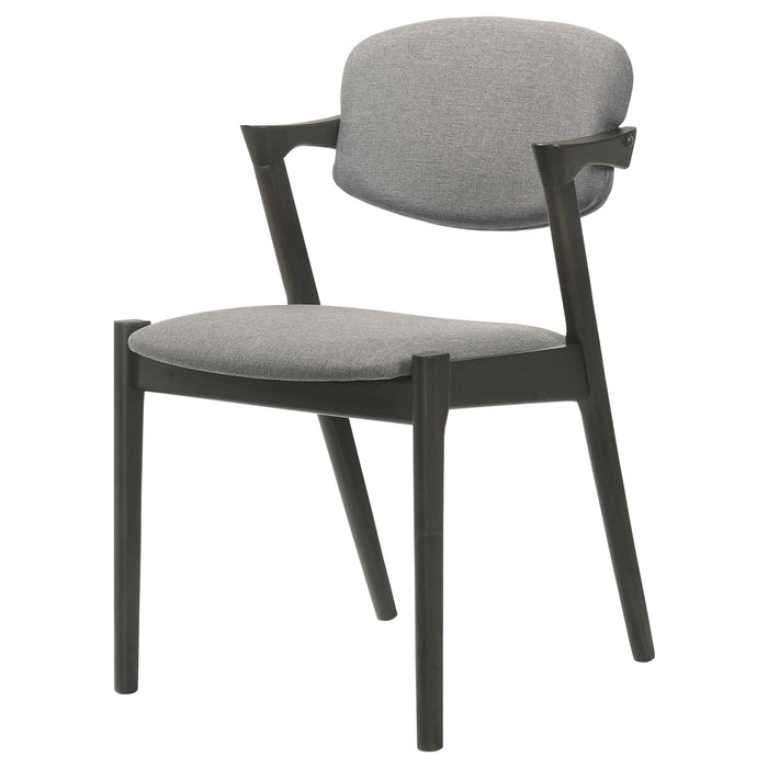 Coaster Stevie Upholstered Demi Arm Dining Side Chairs Brown Grey and Black (Set of 2) Default Title