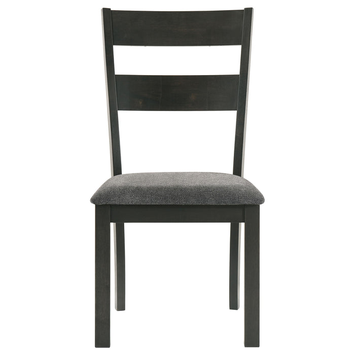 Coaster Jakob Upholstered Side Chairs with Ladder Back (Set of 2) Grey and Black Default Title