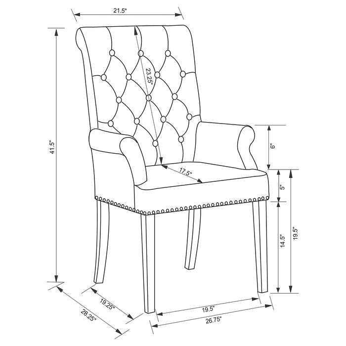 Coaster Alana Upholstered Tufted Arm Chair with Nailhead Trim Default Title