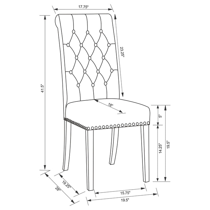 Coaster Alana Upholstered Tufted Side Chairs with Nailhead Trim (Set of 2) Default Title