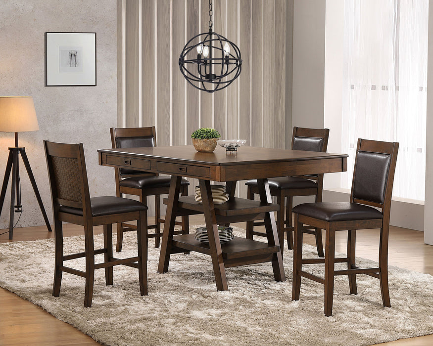 Coaster Dewey Rectangular Dining Set Brown and Walnut Default Title