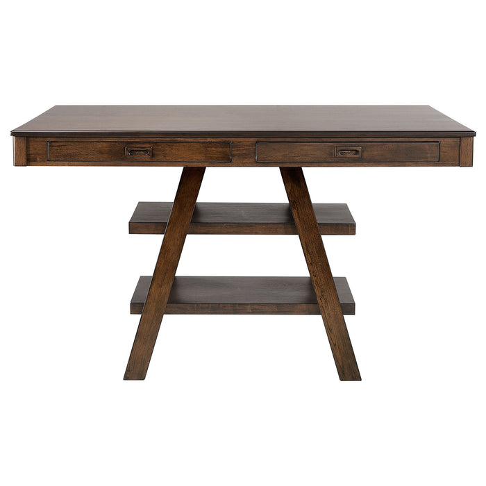 Coaster Dewey 2-drawer Counter Height Table with Open Shelves Walnut Default Title