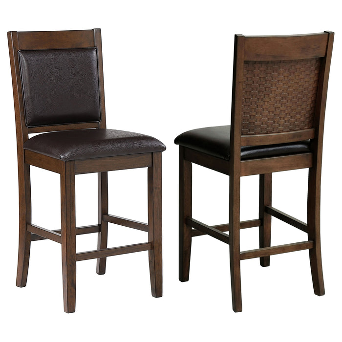 Coaster Dewey Upholstered Counter Height Chairs with Footrest (Set of 2) Brown and Walnut Default Title