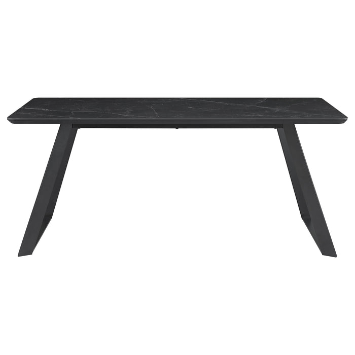 Coaster Smith Rectangle Ceramic Top Dining Table Black and Gunmetal Default Title