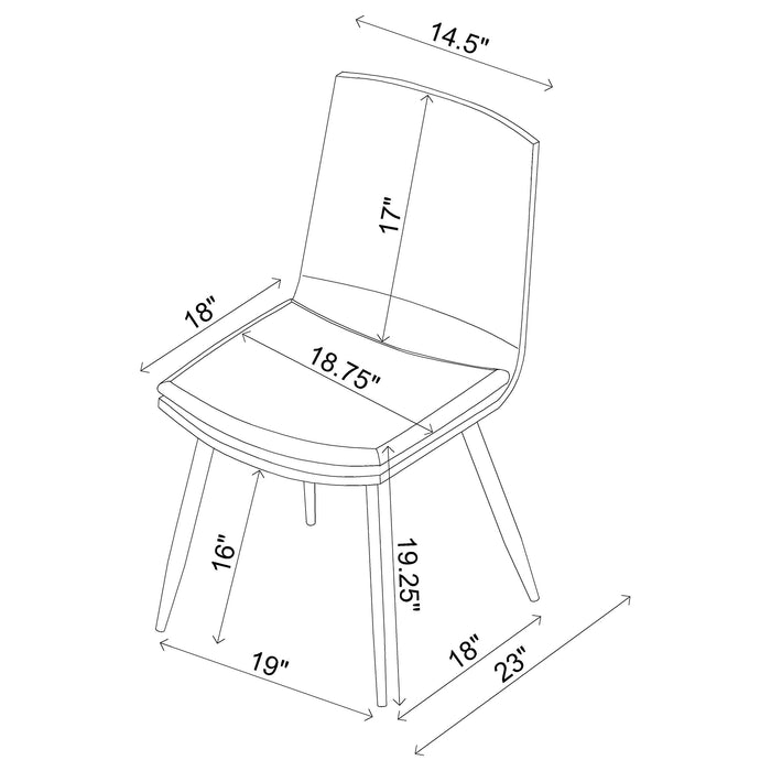 Coaster Ortega Padded Seat Solid Back Dining Side Chair Coffee and Black (Set of 2) Default Title