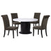 Coaster Sherry Round Dining Set with Grey Fabric Chairs Brown