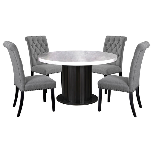 Coaster Sherry Round Dining Set with Grey Fabric Chairs Grey
