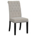 Coaster Sherry Round Dining Set with Grey Fabric Chairs Beige