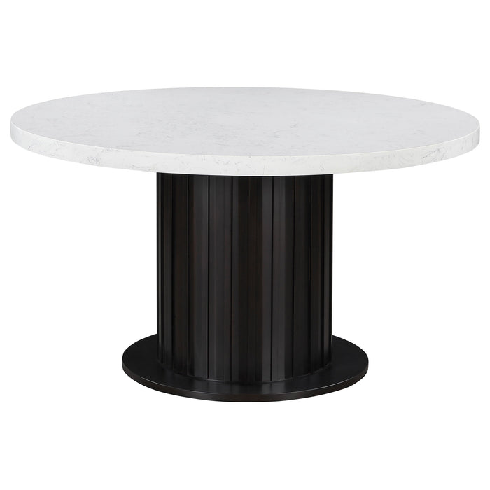 Coaster Sherry Round Dining Table Rustic Espresso and White Default Title