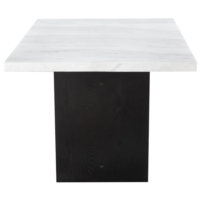 Coaster Sherry Trestle Base Marble Top Dining Table Espresso and White Default Title