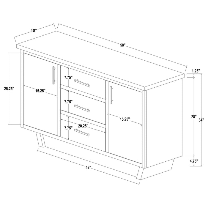 Coaster Sherry 3-drawer Marble Top Dining Sideboard Server White and Rustic Espresso Default Title