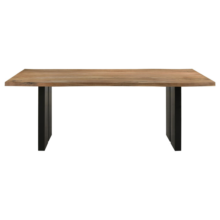 Coaster Bradshaw Rectangular Live Edge Dining Table Natural Acacia and Black Default Title