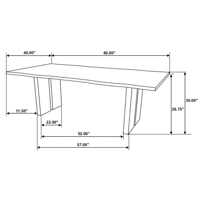 Coaster Bradshaw Rectangular Live Edge Dining Table Natural Acacia and Black Default Title