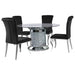 Coaster Ellie Cylinder Pedestal Dining Room Set Mirror and Black Black