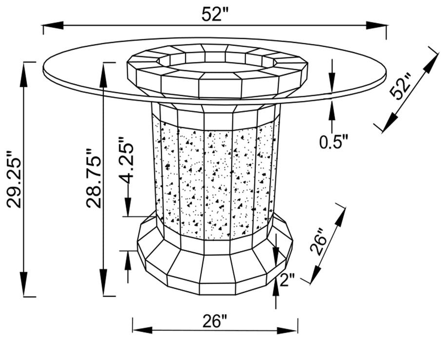 Coaster Ellie Cylinder Pedestal Glass Top Dining Table Mirror Default Title