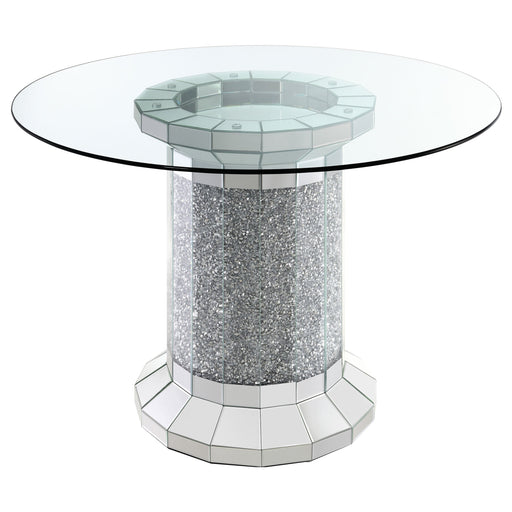 Coaster Ellie Pedestal Round Glass Top Counter Height Table Mirror Default Title