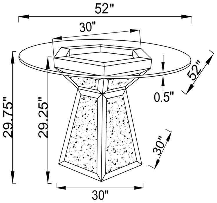 Coaster Quinn Hexagon Pedestal Glass Top Dining Table Mirror Default Title