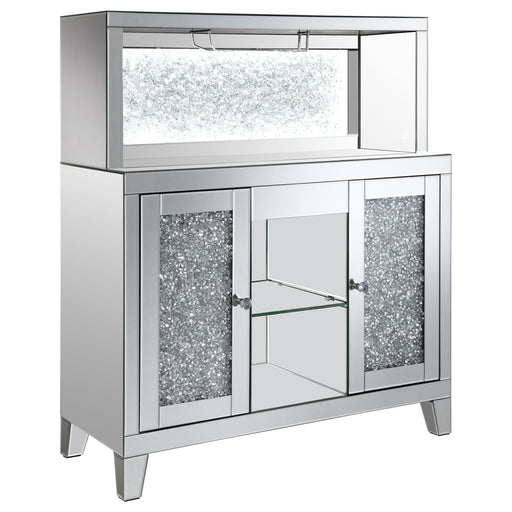 Coaster Yvaine 2-door Mirrored Wine Cabinet with Faux Crystal Inlay Silver Default Title