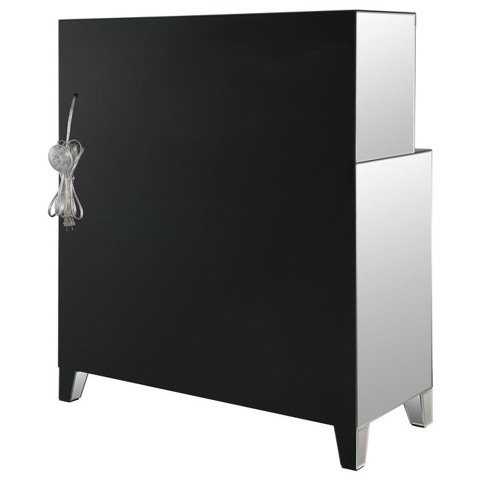 Coaster Yvaine 2-door Mirrored Wine Cabinet with Faux Crystal Inlay Silver Default Title