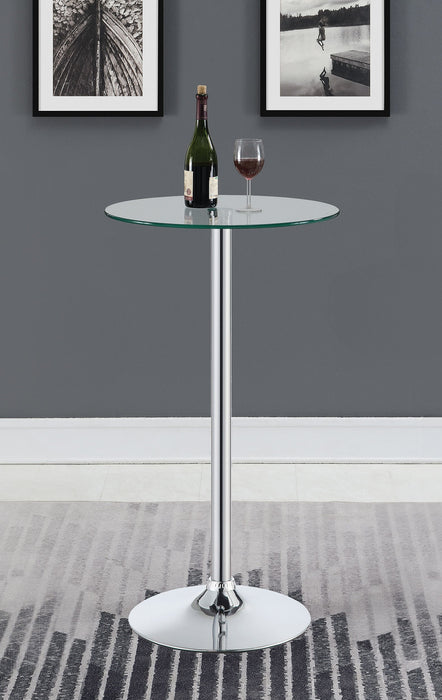 Coaster Abiline Glass Top Round Bar Table Chrome Default Title