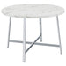 Coaster Alcott Round Faux Carrara Marble Top Dining Table Chrome Default Title