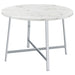 Coaster Alcott Round Faux Carrara Marble Top Dining Table Chrome Default Title