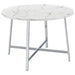 Coaster Alcott Round Faux Carrara Marble Top Dining Table Chrome Default Title