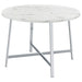 Coaster Alcott Round Faux Carrara Marble Top Dining Table Chrome Default Title