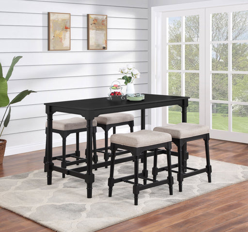 Coaster Martina Rectangular Spindle Leg Counter Height Dining Set Oatmeal and Black Default Title