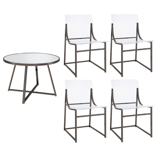 Jillian 5-piece Round Mirror Top Dining Set Black Nickel