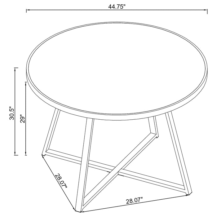 Coaster Jillian Round Dining Table with Tempered Mirror Top Black Nickel Default Title