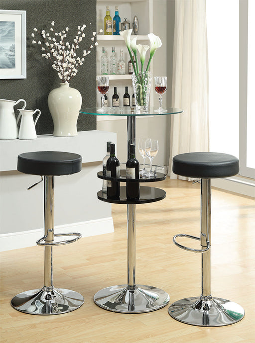 Coaster Gianella Glass Top Bar Table with Wine Storage Black and Chrome Default Title