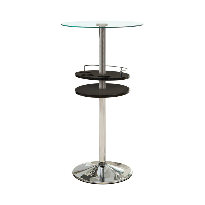 Coaster Gianella Glass Top Bar Table with Wine Storage Black and Chrome Default Title