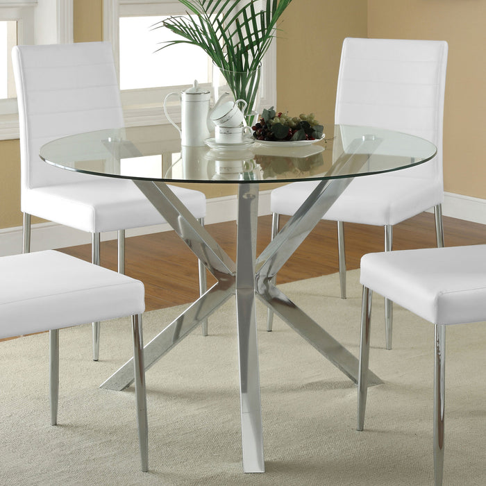 Coaster Vance Glass Top Dining Table with X-cross Base Chrome Default Title