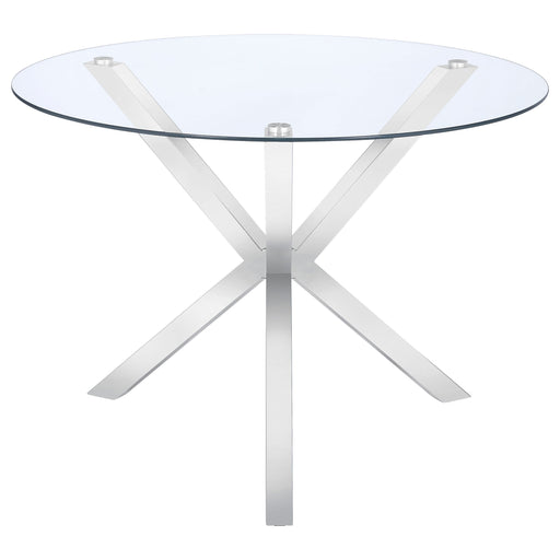 Coaster Vance Glass Top Dining Table with X-cross Base Chrome Default Title